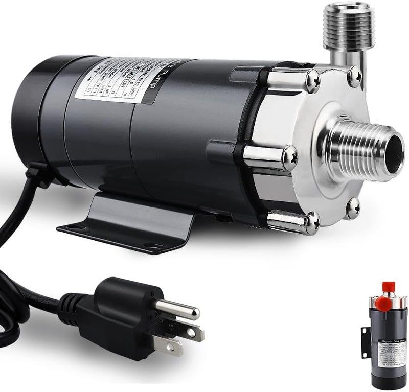 Ferroday Wort Brewing Pump, Stainless Head Magnetic Drive Brew Food Safe Water High Temp Homebrew Beer Pump with 1/2" NPT Thread - Image 1