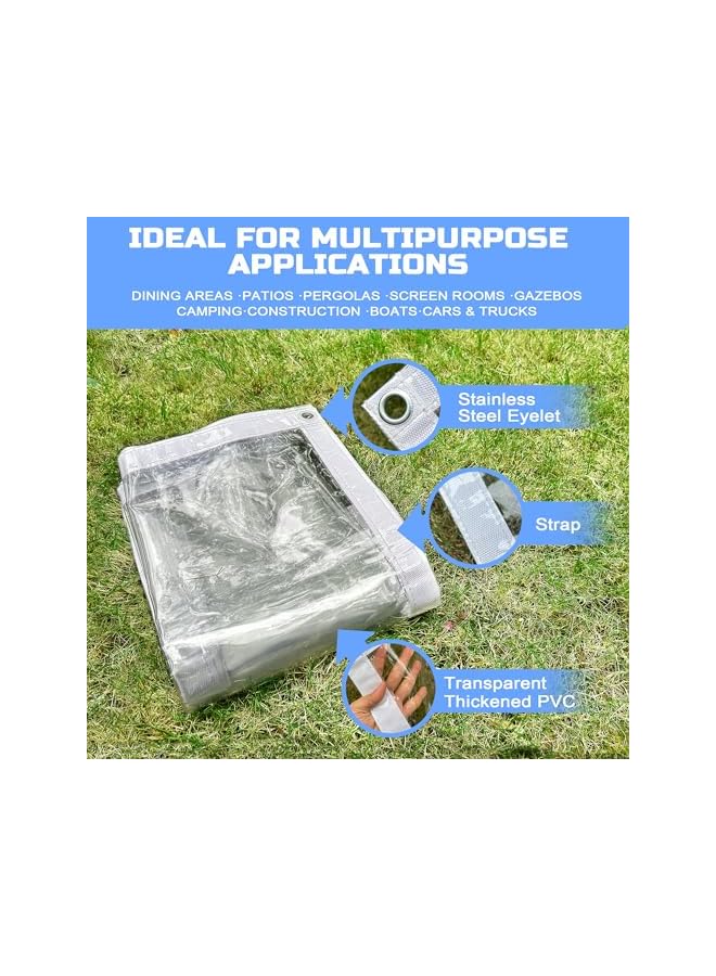 The Bros غطاء شفاف ثقيل الوزن 6x8 قدم/2.44م×1.8م من مادة PVC الفينيل الشفافة مقاوم للماء مع حواف معززة مزدوجة الخياطة للنباتات، الحديقة، حظيرة الدجاج، الفناء - Image 2