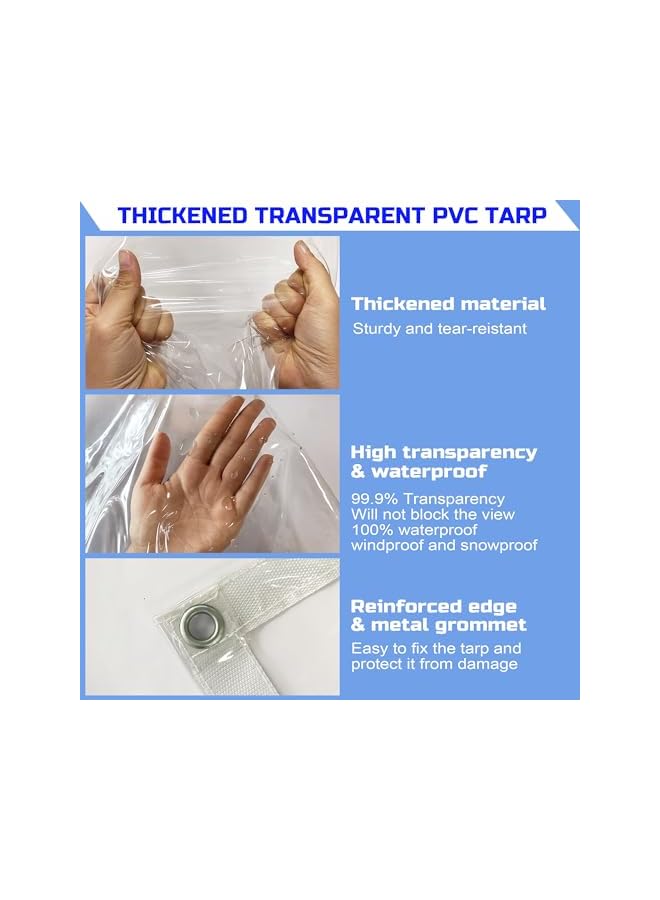 The Bros غطاء شفاف ثقيل الوزن 6x8 قدم/2.44م×1.8م من مادة PVC الفينيل الشفافة مقاوم للماء مع حواف معززة مزدوجة الخياطة للنباتات، الحديقة، حظيرة الدجاج، الفناء - Image 4