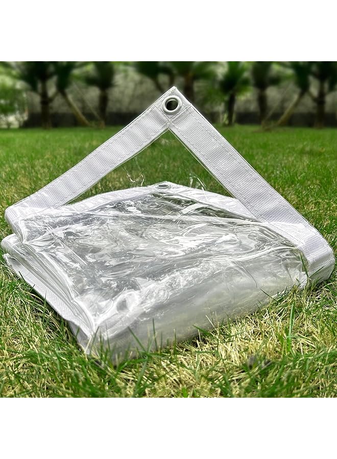 The Bros غطاء شفاف ثقيل الوزن 6x8 قدم/2.44م×1.8م من مادة PVC الفينيل الشفافة مقاوم للماء مع حواف معززة مزدوجة الخياطة للنباتات، الحديقة، حظيرة الدجاج، الفناء - Image 1