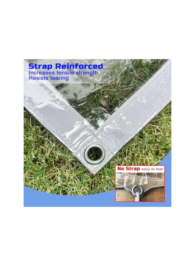 The Bros غطاء شفاف ثقيل الوزن 6x8 قدم/2.44م×1.8م من مادة PVC الفينيل الشفافة مقاوم للماء مع حواف معززة مزدوجة الخياطة للنباتات، الحديقة، حظيرة الدجاج، الفناء - Image 3