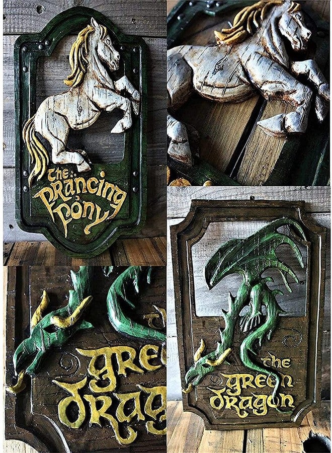 DFYOP Lord of The Rings The Prancing Pony and The Green Dragon Pub Signs Set, Funny bar Signs, Pub Bar Home Decorative Wall Sign and Plaques for Front Door Hanging Sign - Image 3