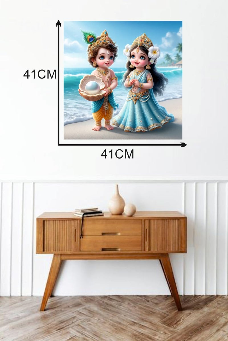 Decals Creation Krishna With Radha And Wall Poster For Living Room, Kids Room, Pooja Room (Size - 41CM X41CM) - Image 4