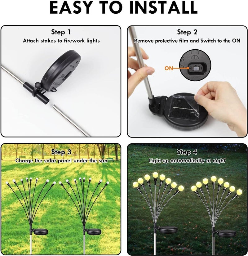 AAOVEFOX 8 LED Solar Garden Light Sway by Wind Waterproof Outdoor Decoration Night Light Yard Patio Pathway Garden/Balcony/Terrace Plant Decoration(Warm White) (4) - Image 3