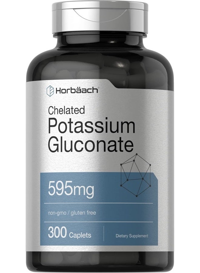 Horbaach Chelated Potassium Gluconate Supplement 595mg | 300 Count | Vegetarian, Non-GMO, Gluten Free - Image 1
