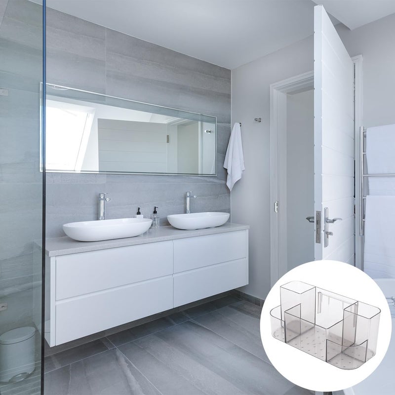 Levemolo Wall-mounted Semitransparent Cosmetic Holder Makeup Organizer Box Non-perforated Bathroom Hanging Storage with Multiple Compartments for Home Vanity - Image 4
