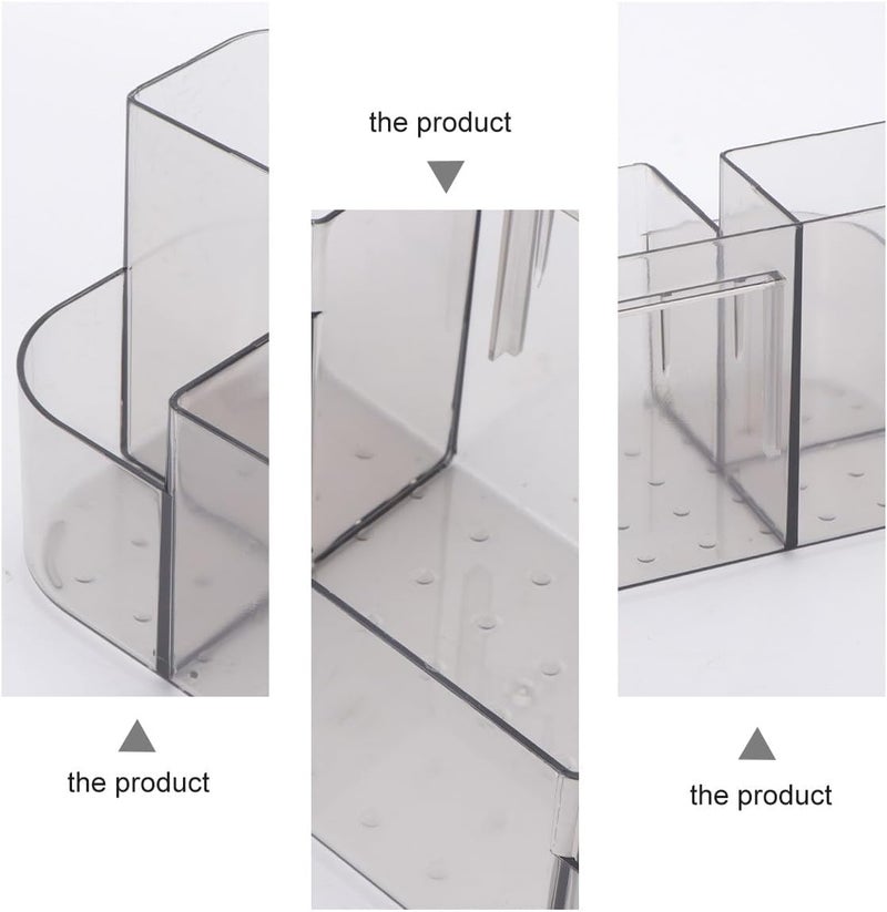 Levemolo Wall-mounted Semitransparent Cosmetic Holder Makeup Organizer Box Non-perforated Bathroom Hanging Storage with Multiple Compartments for Home Vanity - Image 5
