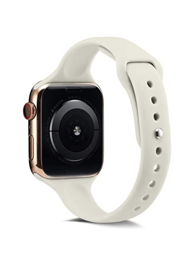Generic - Band For Apple Watch 5/4 44mm / 3/2/1 42mm Thin Silicone Watch Band Creamy-white - Image 1