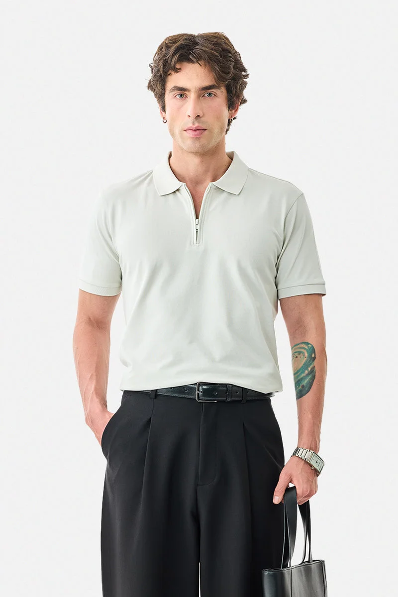 SNITCH Zipper Stretch Polo T-Shirt
