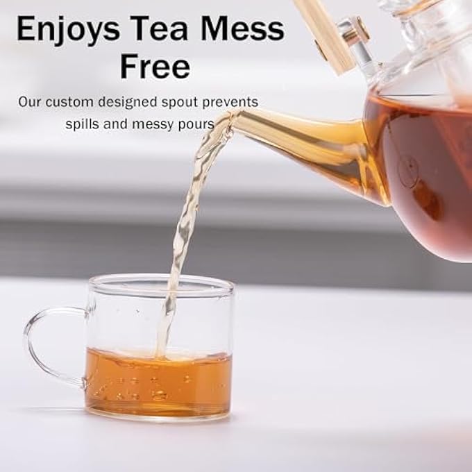 MedMad Glass TeapotStovetop Safe Clear Tea Kettle With Infuser1000MlFor Blooming Flower Tea And Loose Leaf Tea Maker Set - Image 5