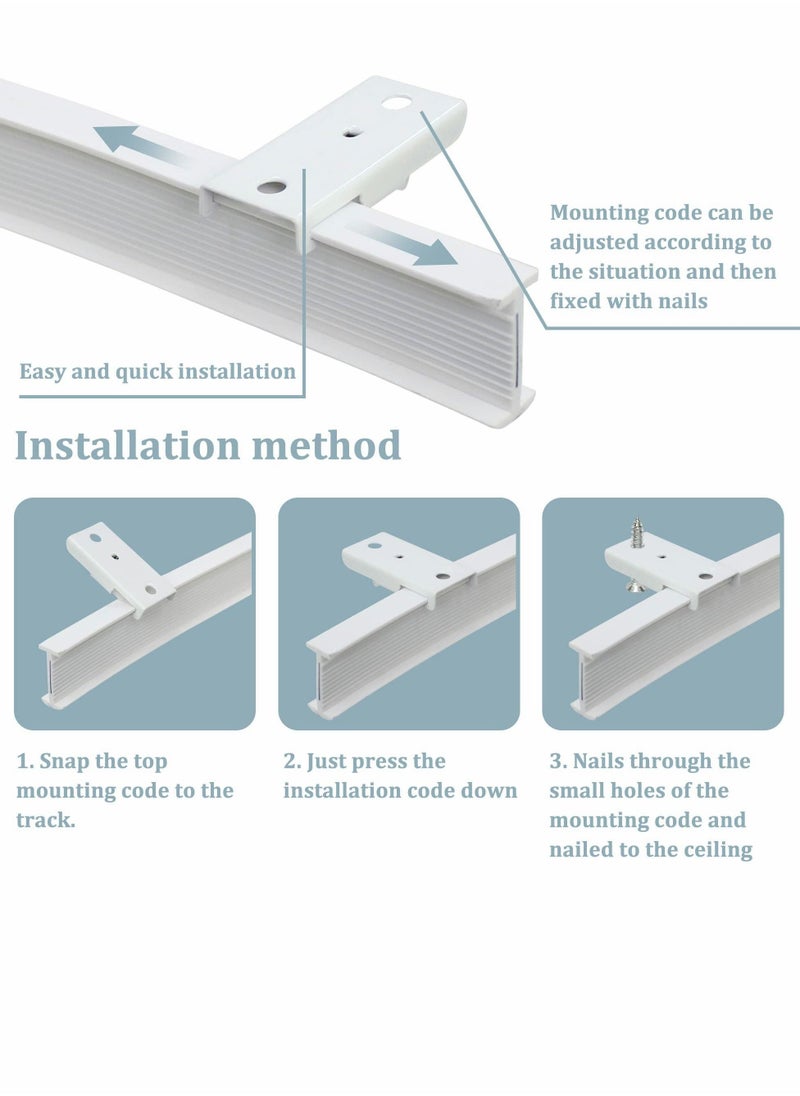 Ceiling Track Mounting Bracket, Curtain Track Bracket Slide Rail Accessories, DIY Mount for Straight or Curved Curtain Track, Side Mount or Ceiling Mount (38 Pcs)  - Image 3