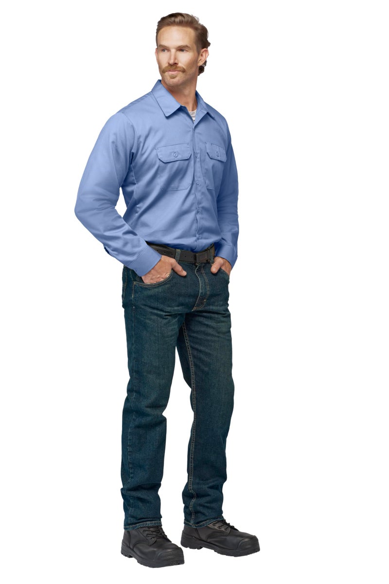 Bulwark FR Bulwark Men's Flame Resistant 7 oz Cotton Work Shirt with Sleeve Vent, Light Blue, Small - Image 4