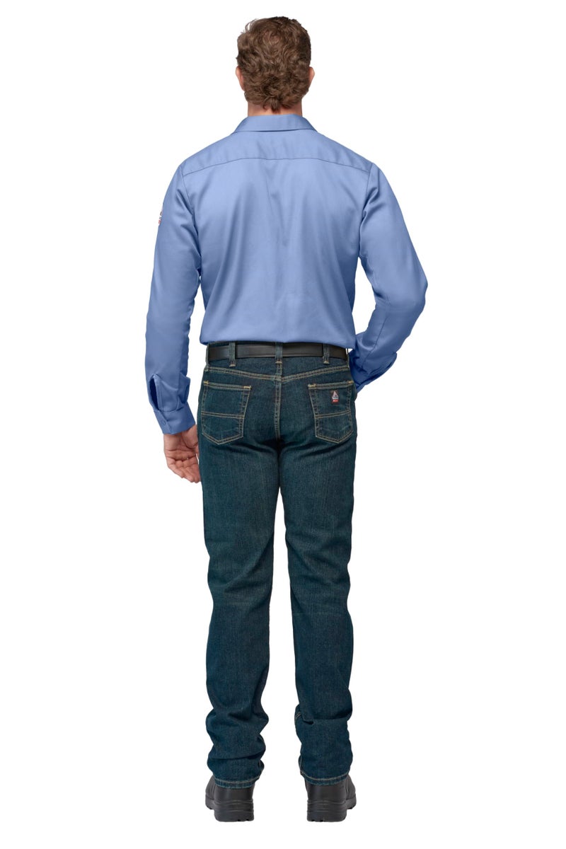Bulwark FR Bulwark Men's Flame Resistant 7 oz Cotton Work Shirt with Sleeve Vent, Light Blue, Small - Image 2