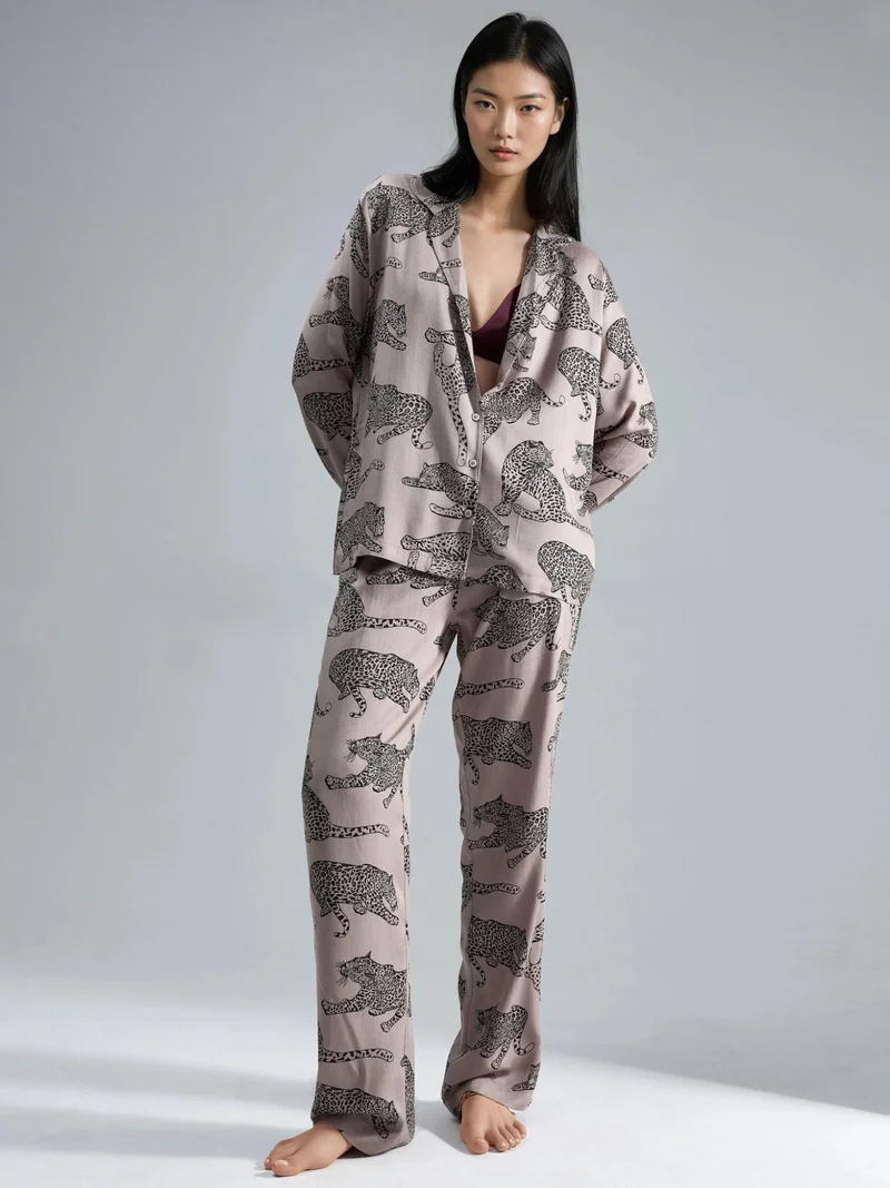 زوبعة طقم بيجامة بنقشة النمر