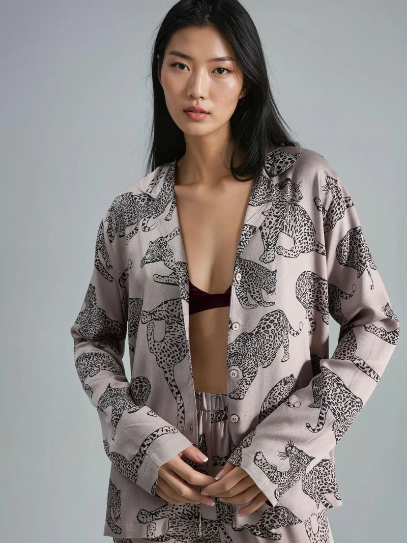 زوبعة طقم بيجامة بنقشة النمر