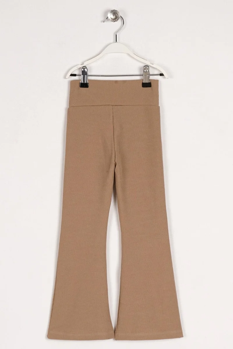 Zepkids High Waisted Bell-bottomed Beige Colored Girls' Leggings