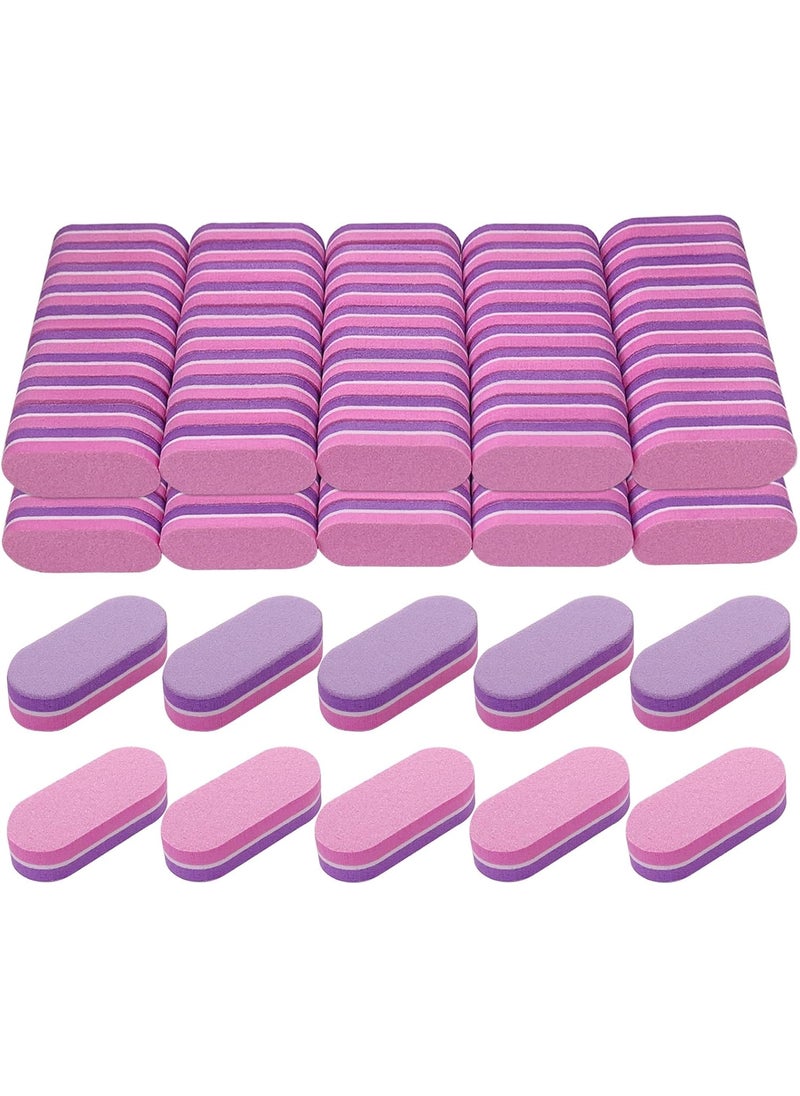 GigaGround - Mini Nail Buffer (100 Pack), Buffers for Acrylic Nails and Natural Nails, 100/180 Grit Nail Buffer Block Nail File Bulk Small Buffing Blocks for Nail Buff Professional Manicure Set Purple/Pink - Image 1