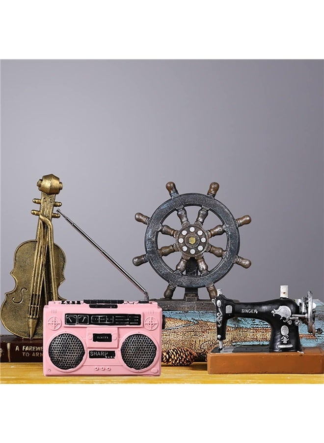 Ship Steering Wheel Boat Sculpture Decor Nautical Rudder Figurine Resin Handicraft Grey Statue Model for Bookshelf Desktop Ornaments Home Decoration (Grey) - Image 2