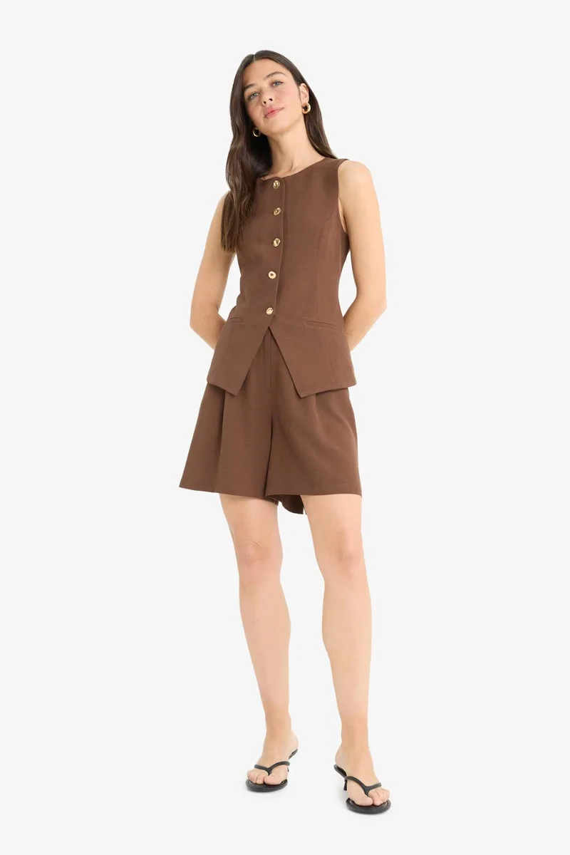 DeFacto High Waist Short Leg Linen Blend Shorts