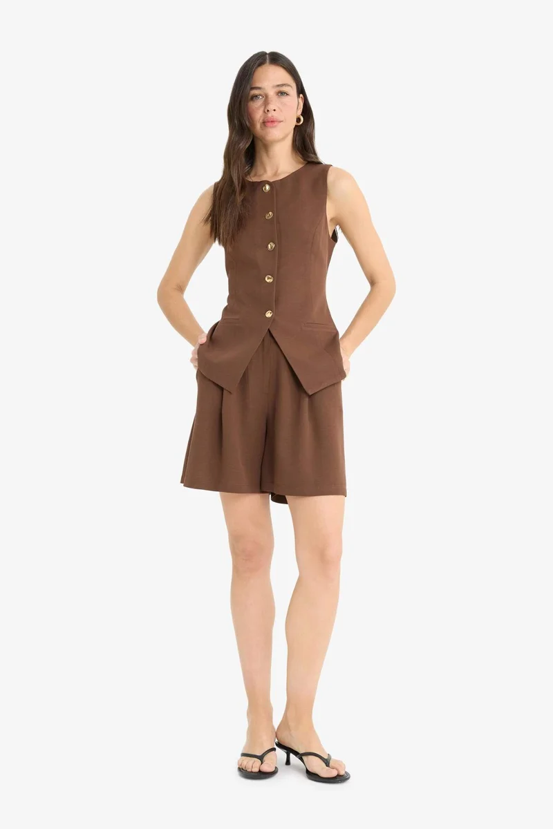 DeFacto High Waist Short Leg Linen Blend Shorts