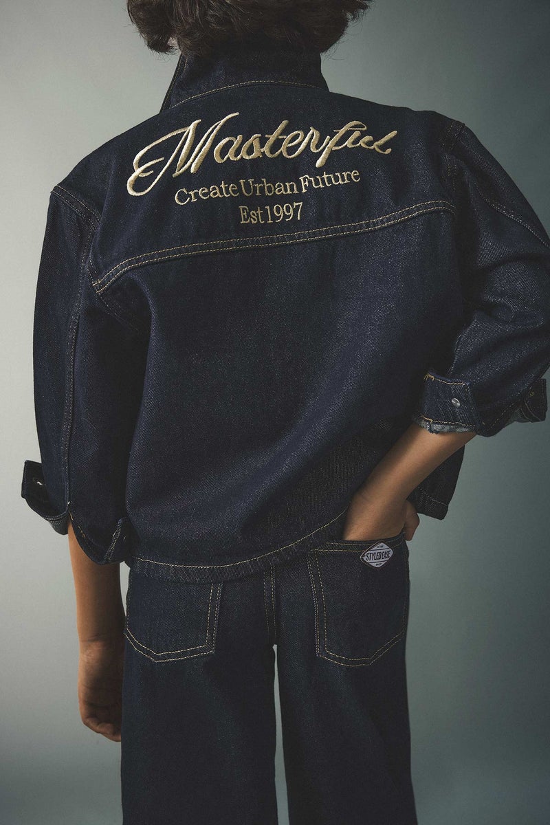 DeFacto Blue Boy Boy Buttoned Embroidered Denim Jacket Casual - Image 5