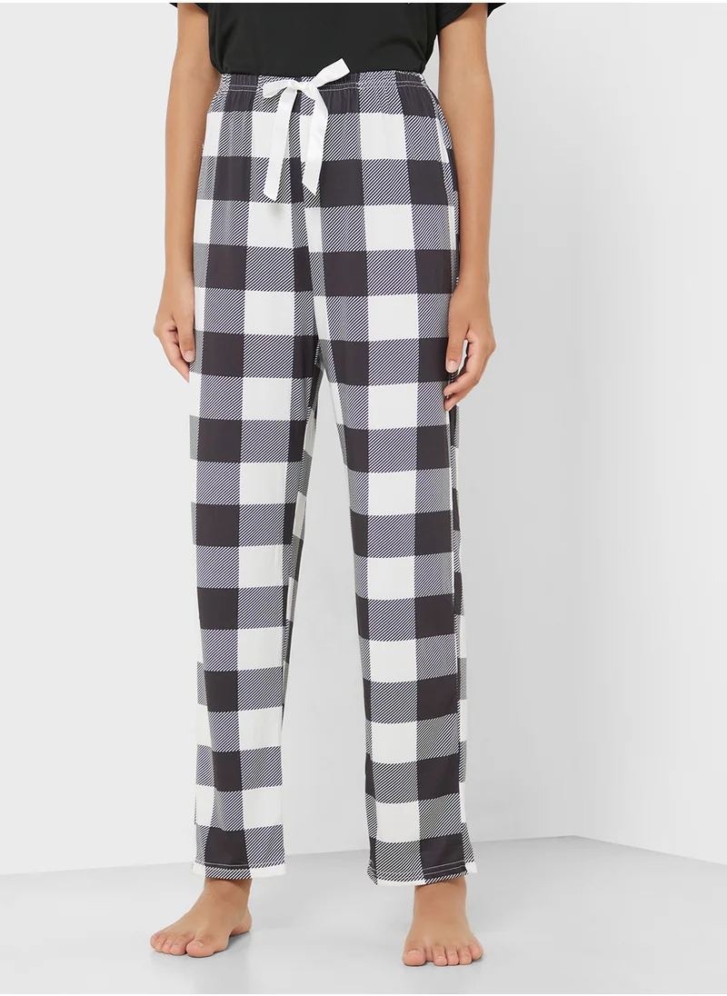 جينجر Checkered Cotton T-Shirt & Pyjama Set