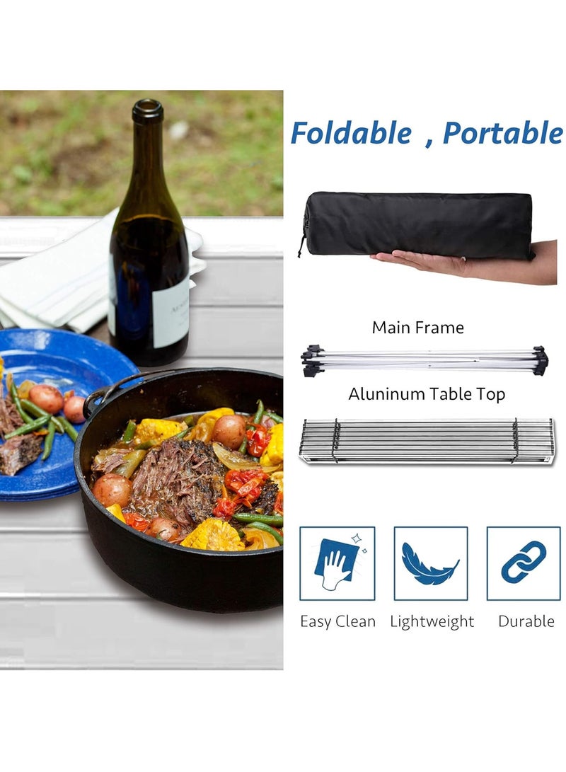 Loquat Large Folding Camping Table with Aluminum Table Top, Beach Table for Sand with Carrying Bag,Prefect for Outdoor, Picnic, BBQ, Cooking, Festival (White) - Image 5