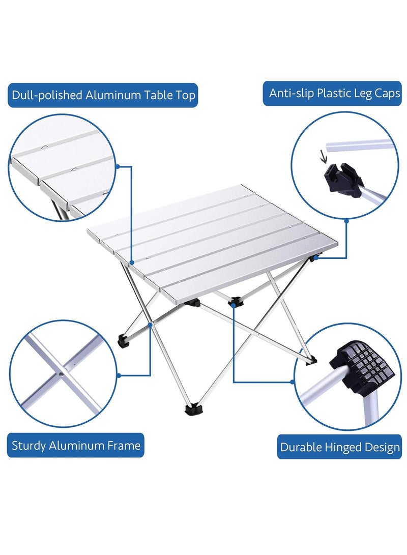 Loquat Large Folding Camping Table with Aluminum Table Top, Beach Table for Sand with Carrying Bag,Prefect for Outdoor, Picnic, BBQ, Cooking, Festival (White) - Image 3