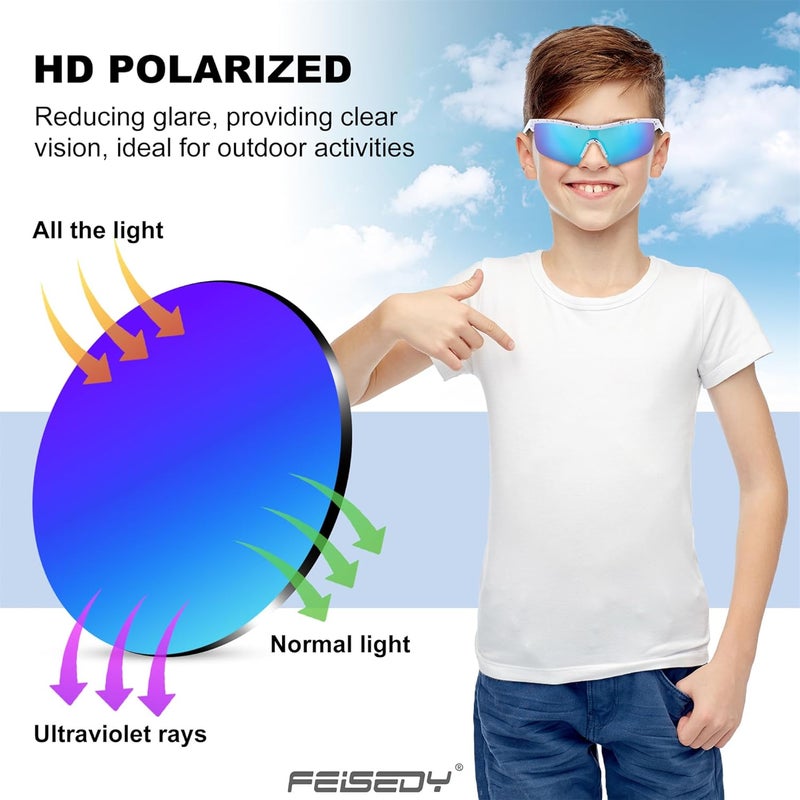 FEISEDY Kids Teens Baseball Polarized Sunglasses Sports TR90 Frame Boys Girls Cycling B2454 - Image 5