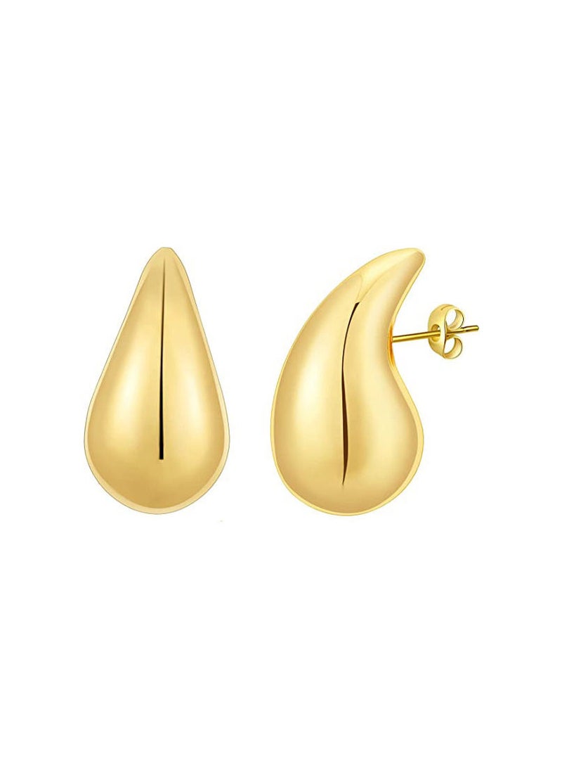 RATSAW Chunky Gold Hoop Earrings For Women, Lightweight Water Drop Earrings, Teardrop Hoops Earrings, Gift for Women Girls  - Image 1