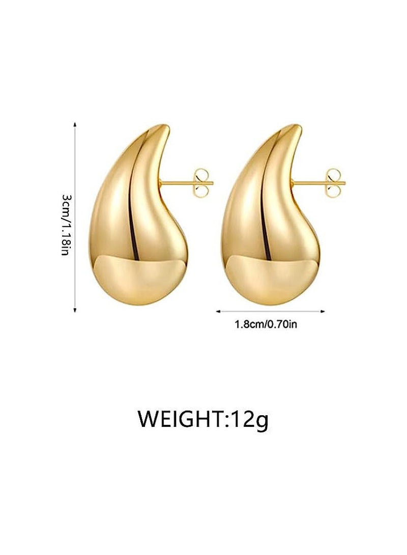 RATSAW Chunky Gold Hoop Earrings For Women, Lightweight Water Drop Earrings, Teardrop Hoops Earrings, Gift for Women Girls  - Image 2