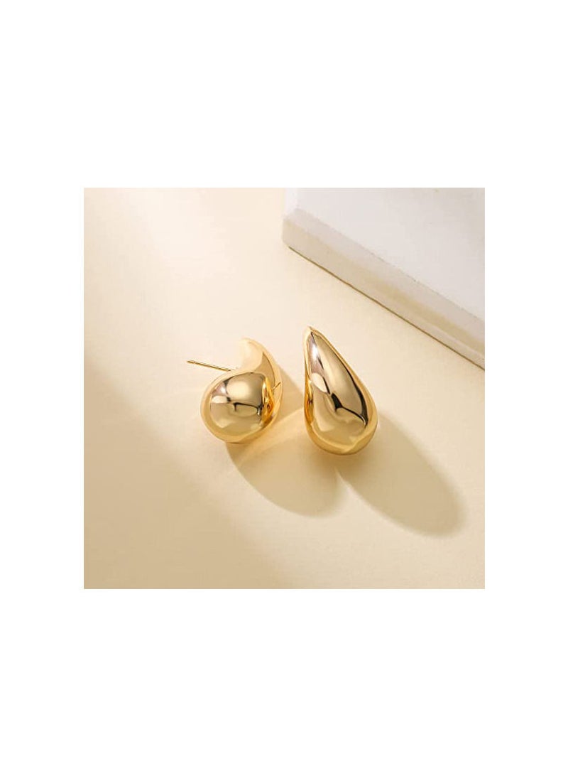 RATSAW Chunky Gold Hoop Earrings For Women, Lightweight Water Drop Earrings, Teardrop Hoops Earrings, Gift for Women Girls  - Image 5