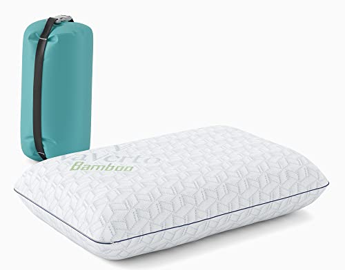 Vaverto Vaverto Small Memory Foam Bed Pillow for Camping  Compressible Medium Firm Breathable Cover Machine Washable Ideal Backpacking 