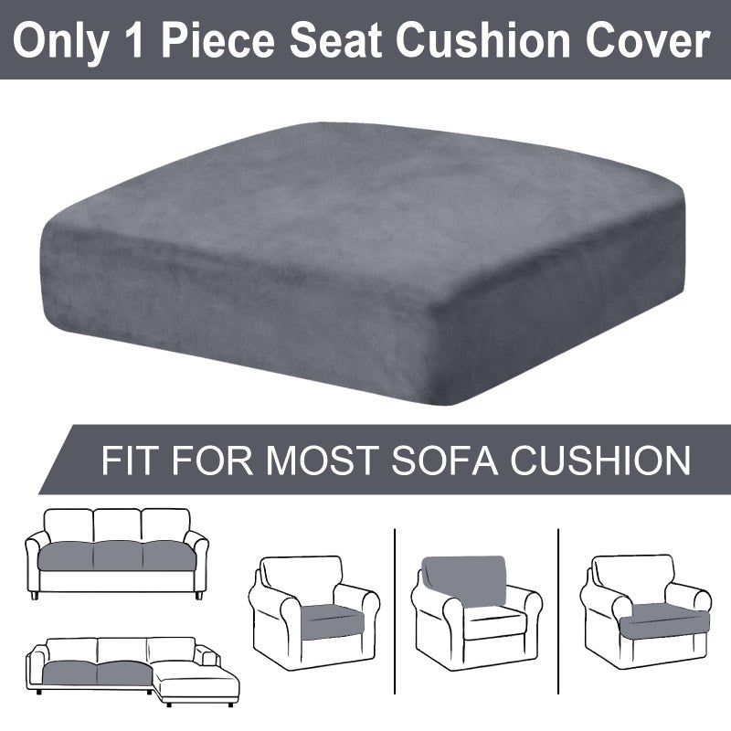 BT.WA Couch Cushion Cover Velvet 1 Piece Seat Cushion Cover Stretch Armchair Cover Separate Sectional Sofa Slipcovers Furniture Protector (1-Seater or Sofa Backrest  Dark Grey) - Image 4