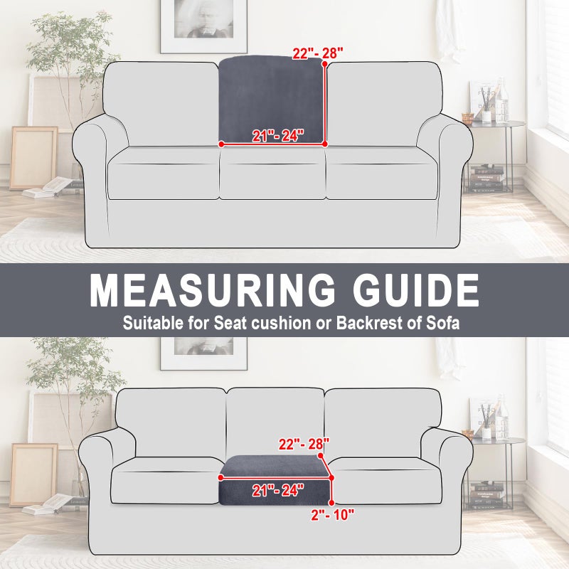 BT.WA Couch Cushion Cover Velvet 1 Piece Seat Cushion Cover Stretch Armchair Cover Separate Sectional Sofa Slipcovers Furniture Protector (1-Seater or Sofa Backrest  Dark Grey) - Image 5