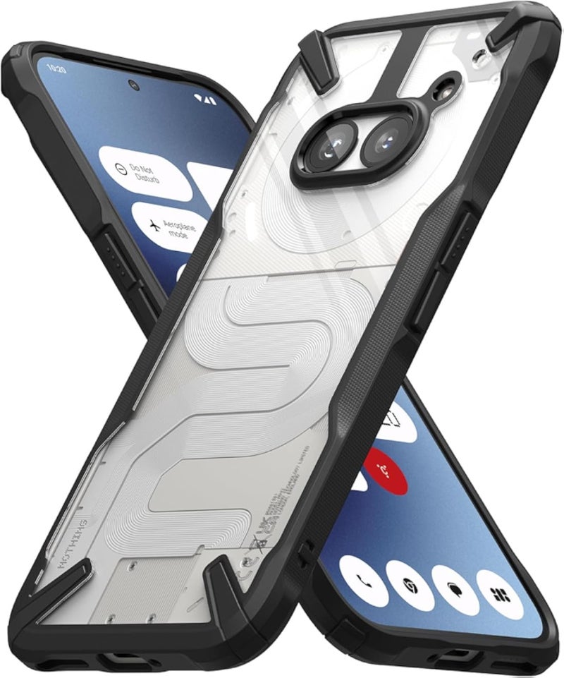 Ringke Fusion-X Compatible with Cover Nothing Phone (2a), Transparent Anti-Scratch Hard Back Case with Shockproof Bumper - Black