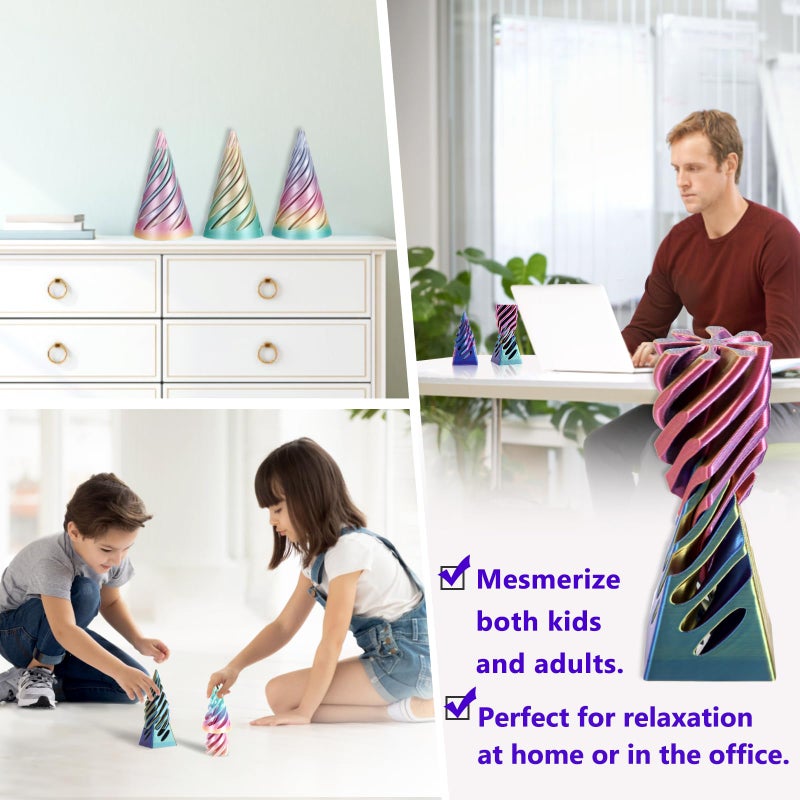 Cucue Pyramid Spiral Cone Toy - Reversible Passthrough Sculpture for Calmness & Relaxation - Impossible 3D Printed Optical Illusion Gadget, Fidget Desk Toy for Kids & Adults - Image 5