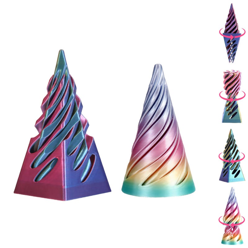 Cucue Pyramid Spiral Cone Toy - Reversible Passthrough Sculpture for Calmness & Relaxation - Impossible 3D Printed Optical Illusion Gadget, Fidget Desk Toy for Kids & Adults - Image 1