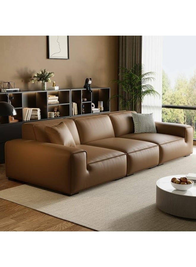 Comfynest Comfynest Extra Long Faux Leather Modern Sofa Seats 5  - Image 4