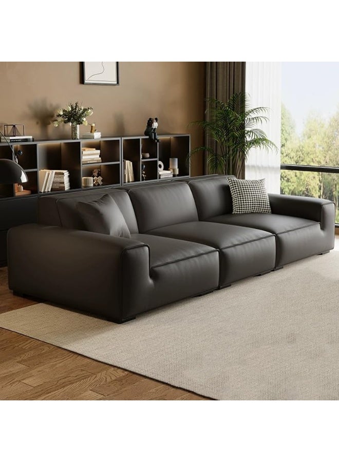 Comfynest Comfynest Extra Long Faux Leather Modern Sofa Seats 5  - Image 1