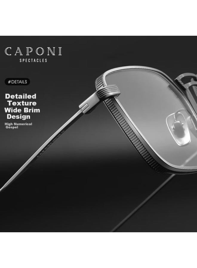 CAPONI نظارات كابوني من التيتانيوم النقي مضادة للضباب بتقنية فوتوكروميك لحجب الضوء الأزرق، خفيفة الوزن، بتصميم رجعي، عدسات كبيرة الحجم للرجال والنساء مع وصفة طبية متاحة - Image 5