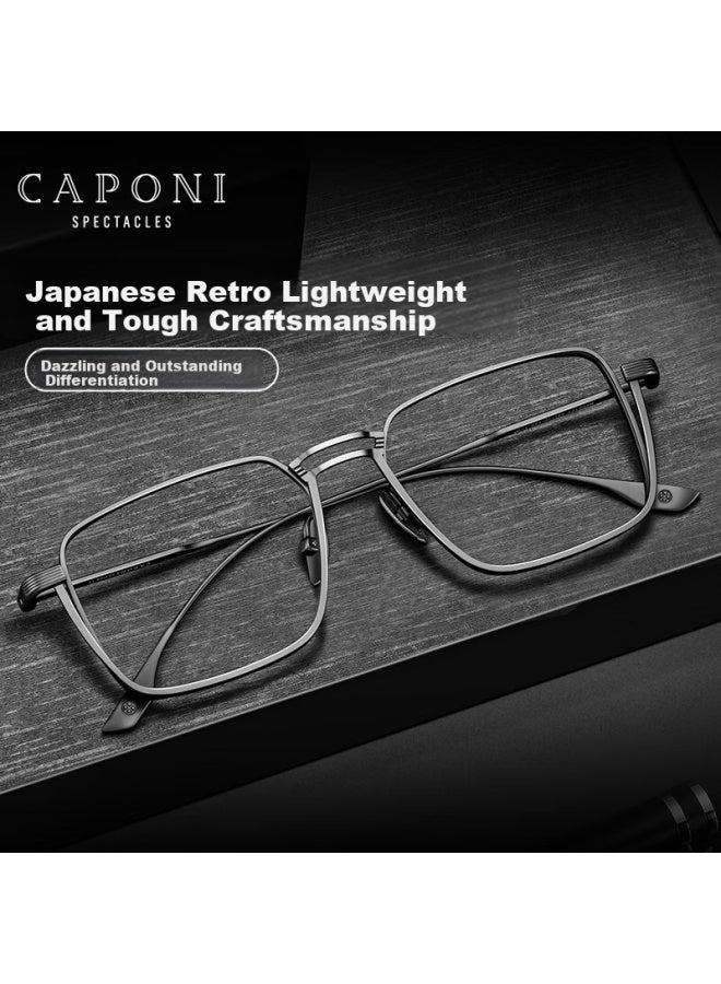 CAPONI نظارات كابوني من التيتانيوم النقي مضادة للضباب بتقنية فوتوكروميك لحجب الضوء الأزرق، خفيفة الوزن، بتصميم رجعي، عدسات كبيرة الحجم للرجال والنساء مع وصفة طبية متاحة - Image 2