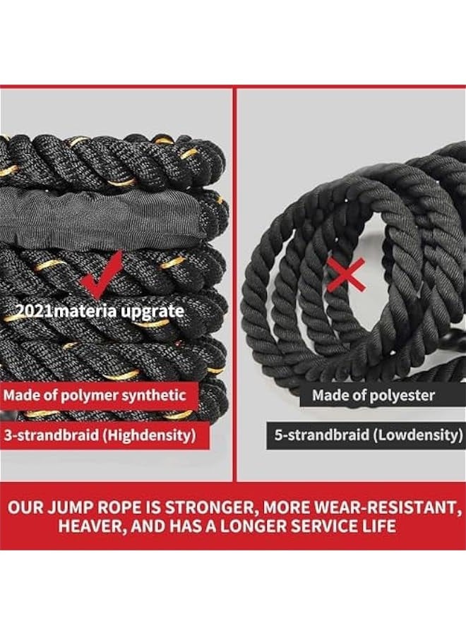 Heavy Jump Ropes for Fitness,Weighted Adult Skipping Rope Exercise Battle Ropes for Men  Women,Total Body Workouts, Power Training in Home Gym to Improve Strength and Building Muscle - Image 2
