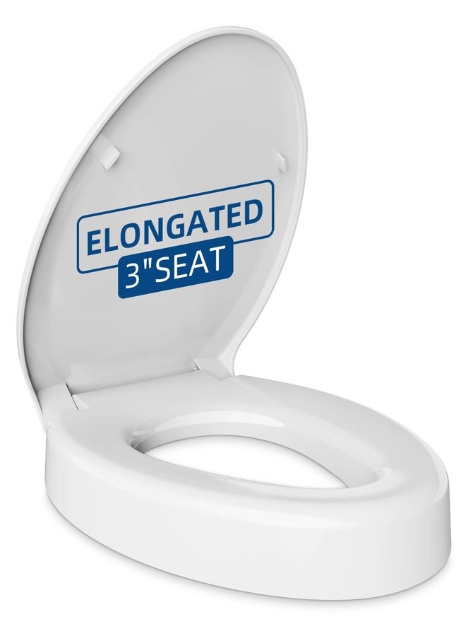 SAILTOK Elevated Toilet seat 3 inch, Elongated Toilet seat risers for Seniors, Slow Close, Heavy Duty, Never Loosen, Raised Toilet seat Elongated Bowl, White(18.5”) - Image 1