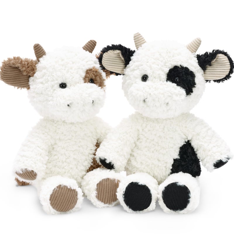 Tezituor 2 Pcs Cow Stuffed Animals 118 Adorable Fluffy Cow Plush Toys Soft Farm Stuffed Animals Party Decor Birthday Valentines Day Gifts for Kids - Image 3