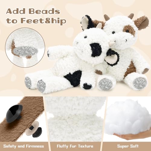 Tezituor 2 Pcs Cow Stuffed Animals 118 Adorable Fluffy Cow Plush Toys Soft Farm Stuffed Animals Party Decor Birthday Valentines Day Gifts for Kids - Image 5
