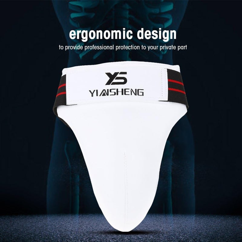 woobles Mens Groin Guard, Men Boxing Groin Guard Shock-Absorbing Taekwondo Karate Jockstrap Sanda Crotch Protector White S/M/L/XL - Image 3