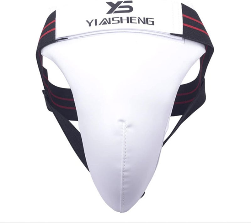 woobles Mens Groin Guard, Men Boxing Groin Guard Shock-Absorbing Taekwondo Karate Jockstrap Sanda Crotch Protector White S/M/L/XL - Image 1