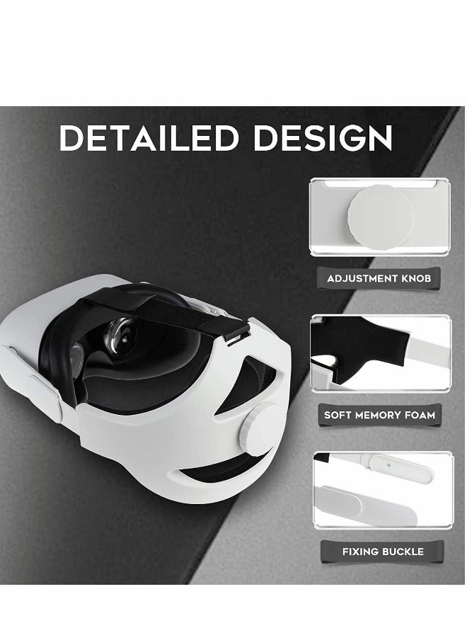 Generic Head Strap Compatible for Oculus Quest 2, Replacement for Elite Strap, Adjustable Comfortable Strap with Head Cushion, Reduce Pressure for Quest 2 Headset (White)  - Image 2