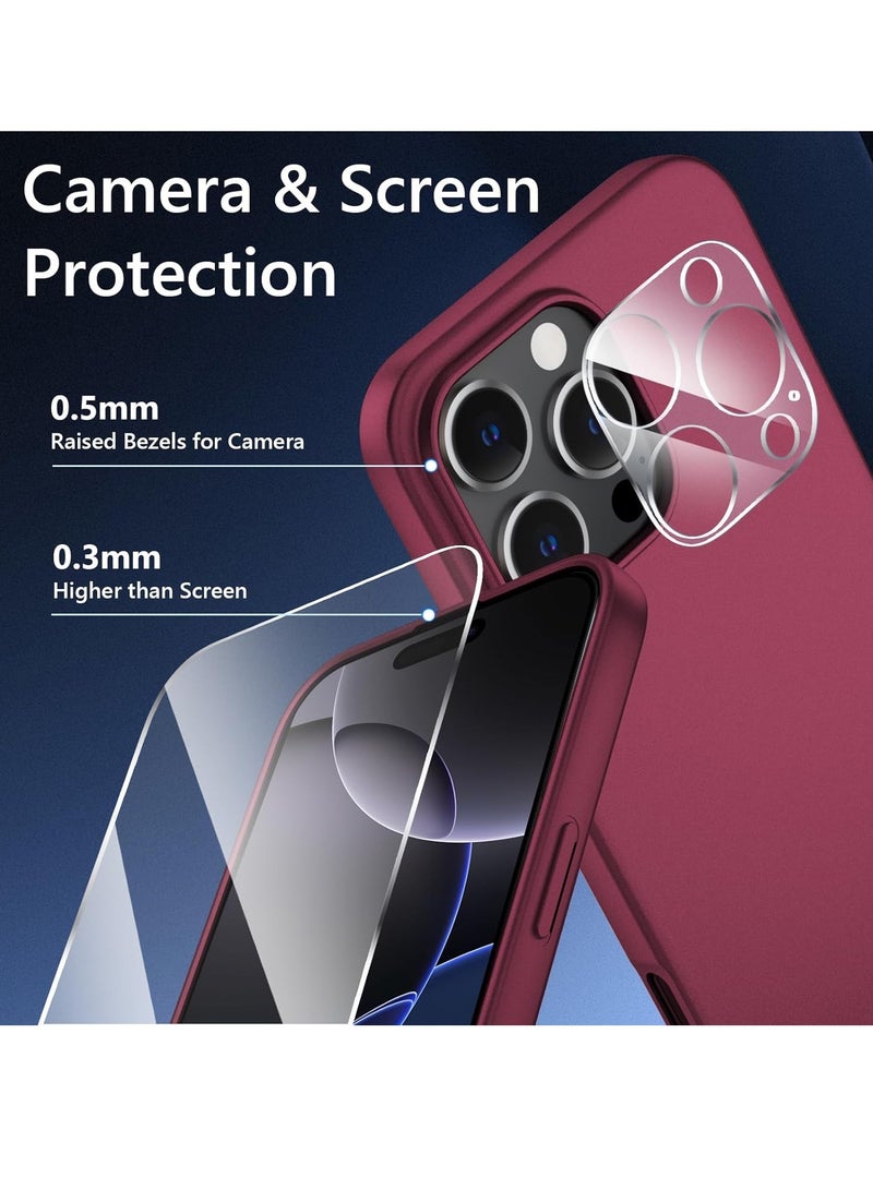 New Ultra-Thin Matte Wine Red iPhone 16 Pro Max Case with Camera Lens & Screen Protectors – Shockproof, Anti-Scratch, Lightweight - Image 2